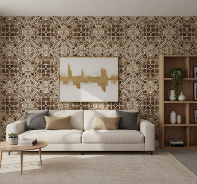 Tapeta do salonu w ornamentowe koronkowe kalejdoskopy - TenStickers