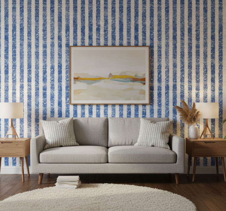 Tapeta do salonu w paski na powierzchni - TenStickers