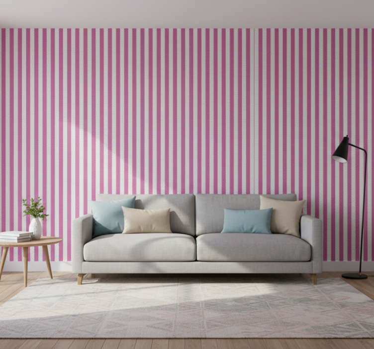Tapeta do salonu w paski na stół - TenStickers