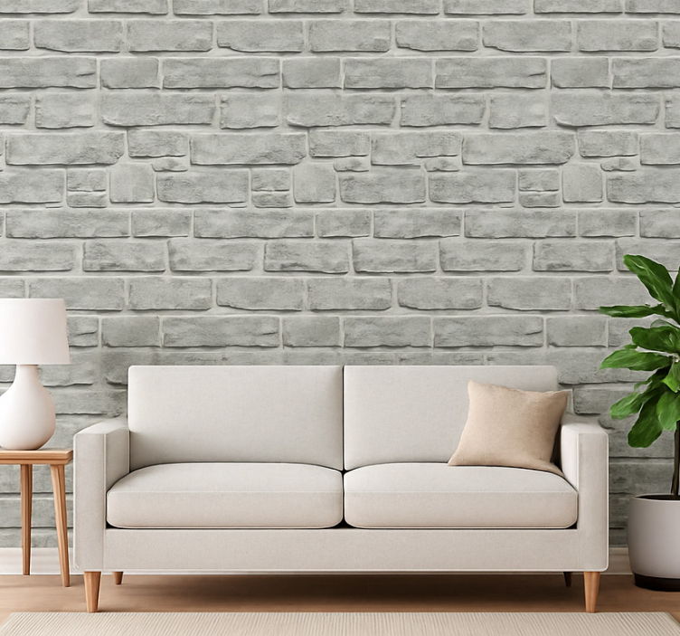 Tapeta do salonu w realistyczne szare kamienie - TenStickers