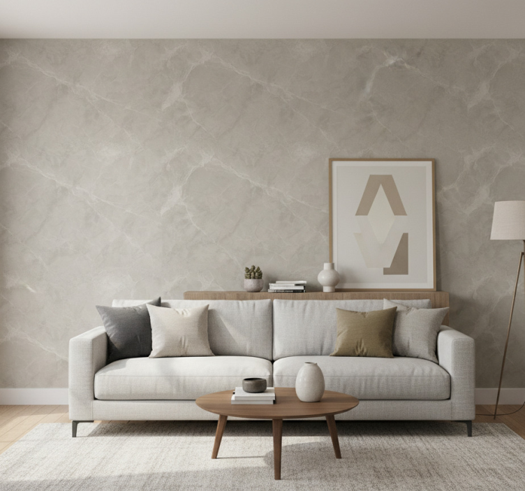 Tapeta do salonu w regularne cementowe płytki - TenStickers