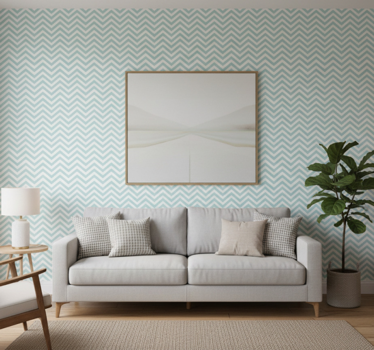 Tapeta do salonu w stylu chevron - TenStickers