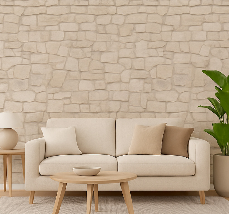 Tapeta do salonu w stylu naturalnego kamienia - TenStickers
