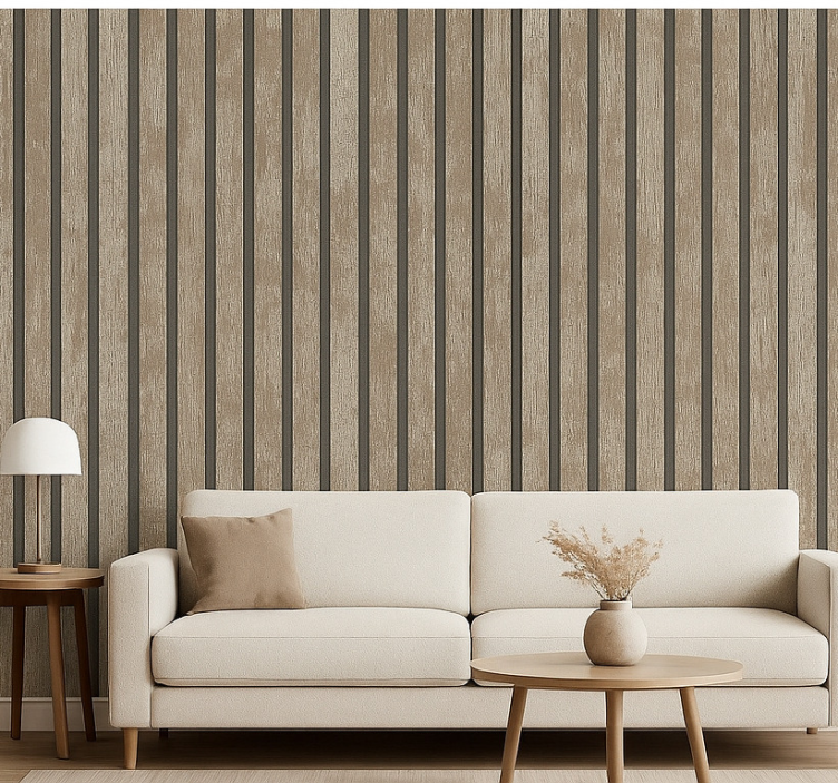 Tapeta do salonu w stylu rustykalnego drewna - TenStickers