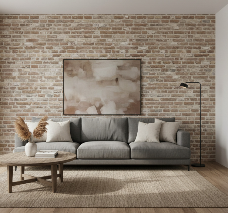 Tapeta do salonu w stylu rustykalnej cegły - TenStickers