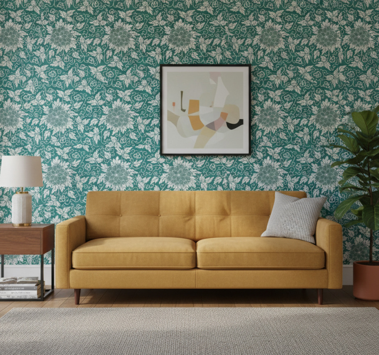 Tapeta do salonu w stylu starych kwiatów - TenStickers