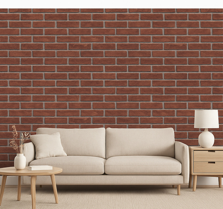 Tapeta do salonu w teksturze ceglanej - TenStickers