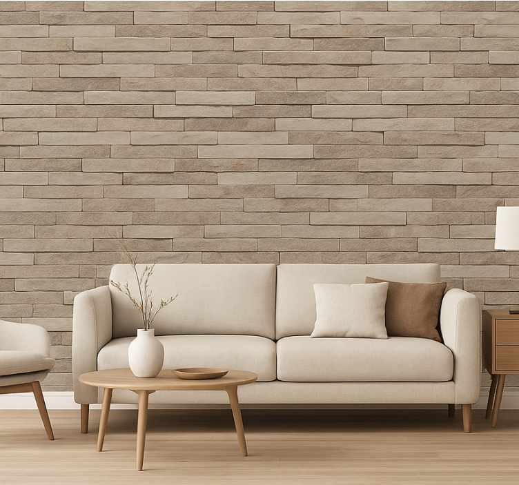 Tapeta do salonu w wyglądzie strukturalnego kamienia - TenStickers