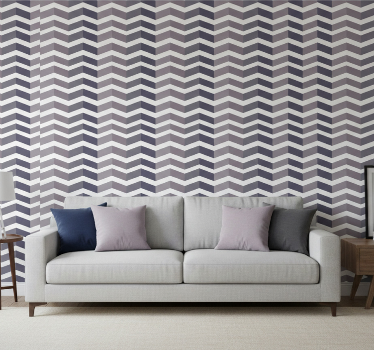 Tapeta do salonu w wzór chevron - TenStickers