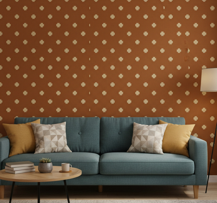 Tapeta do salonu w wzór dzianiny w kropki - TenStickers