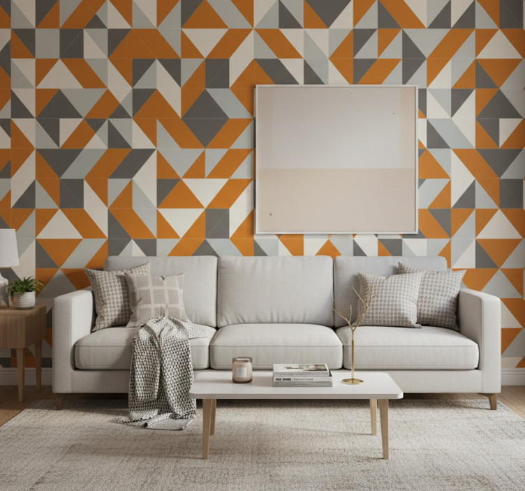 Tapeta do salonu w wzór kątowych trójkątów - TenStickers