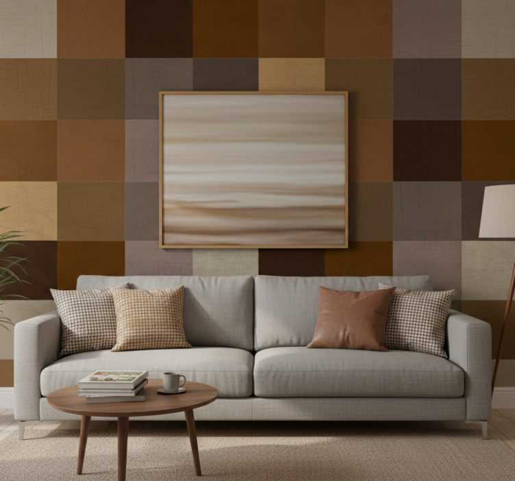 Tapeta do salonu w wzór patchworkowy - TenStickers