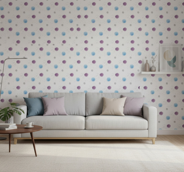 Tapeta do salonu wibrujące kropkowane okręgi - TenStickers
