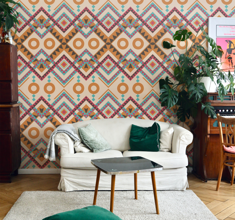 Tapeta tekstura Wielobarwny wzór diamentów - TenStickers