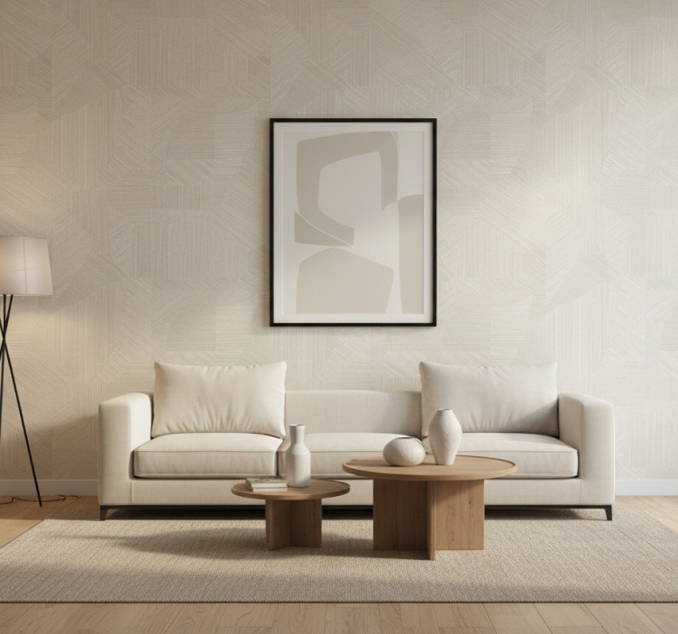 Tapeta do salonu z geometryczną teksturą fałdowania - TenStickers