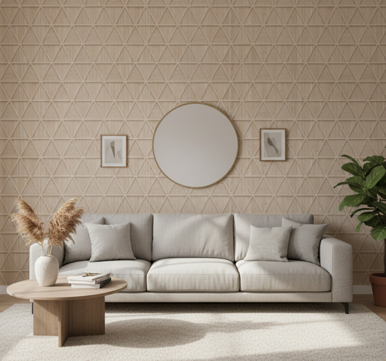 Tapeta do salonu z geometrycznym wzorem - TenStickers