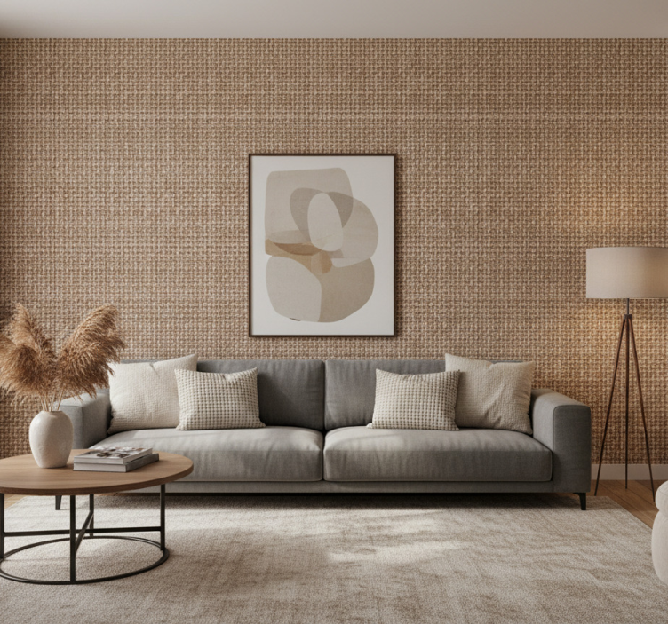 Tapeta do salonu z naturalnym splotem włókien - TenStickers