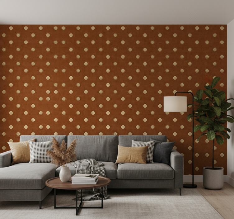 Tapeta do salonu z teksturowanym wzorem kropek - TenStickers