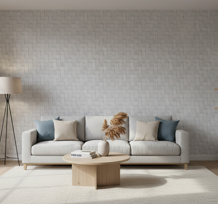 Tapeta do salonu z tkaninową szaro-skalną fakturą - TenStickers