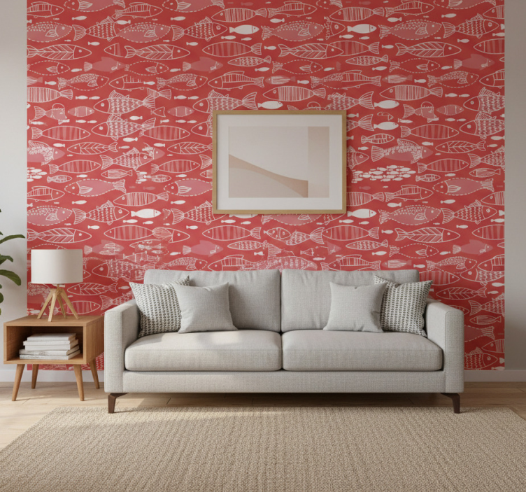 Tapeta do salonu z wieloma rybami pod wodą - TenStickers