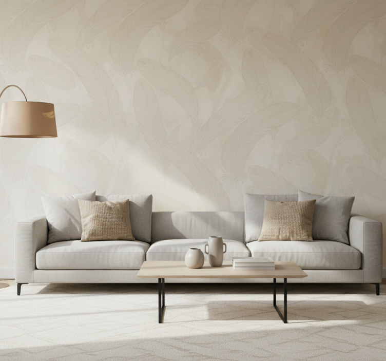Tapeta do salonu z wytłaczanym piórem - TenStickers