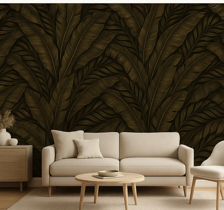 Tapeta do salonu z złotymi akcentami - TenStickers