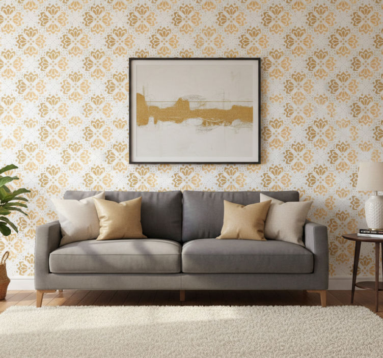 Tapeta do salonu złote mandale - TenStickers