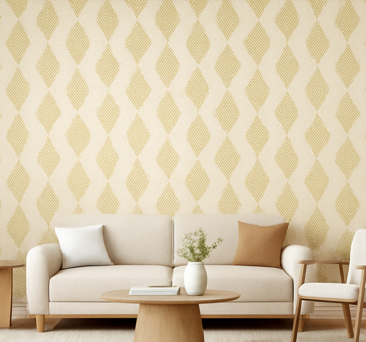 Tapeta do salonu złoty trójkąt abstrakcyjny - TenStickers