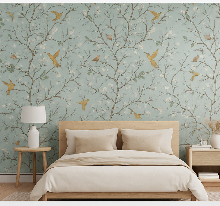 Tapeta do sypialni elegancka wiosna - TenStickers
