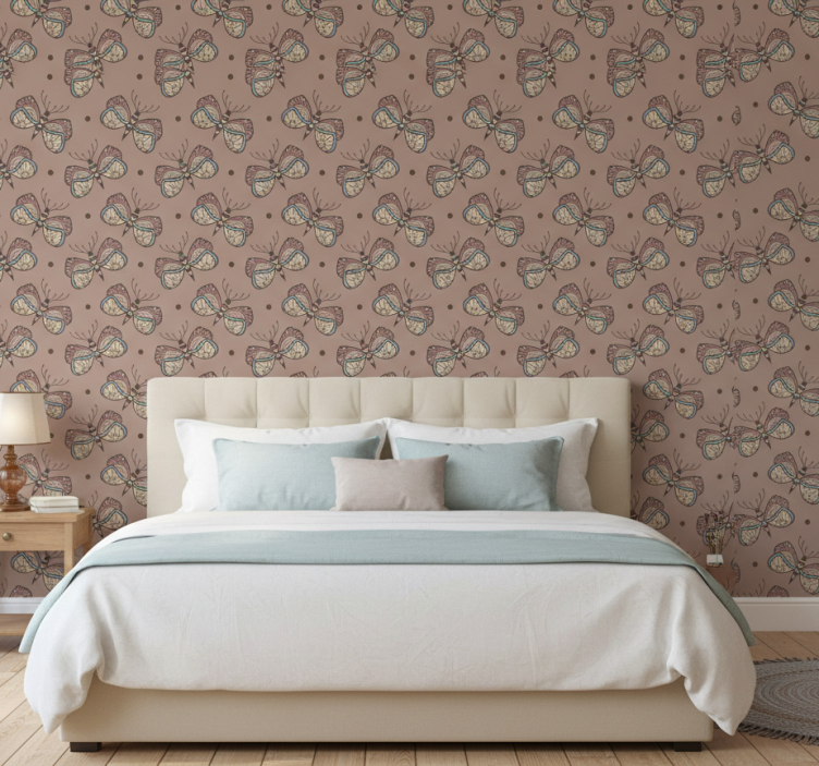 Tapeta do sypialni inspirujący vintage motyl - TenStickers