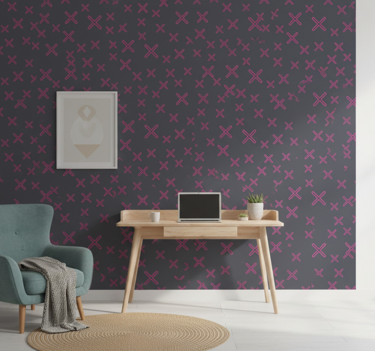 Tapeta do sypialni kolorowe geometryczne krzyże - TenStickers