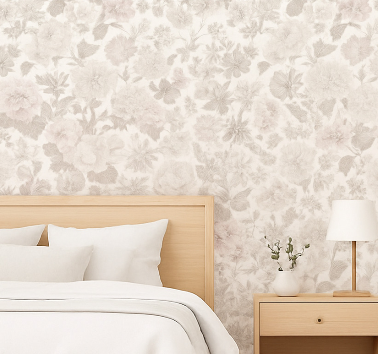 Tapeta do sypialni kwiaty w stylu vintage - TenStickers