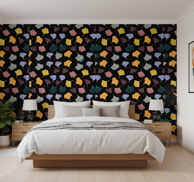 Tapeta do sypialni liść ginkgo caltero - TenStickers