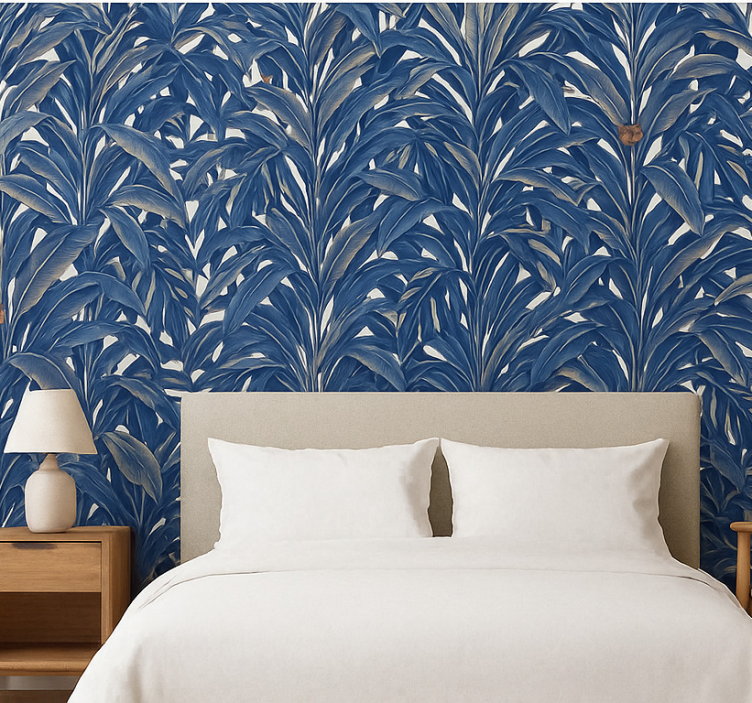 Tapeta do sypialni lush indygo dżungla - TenStickers