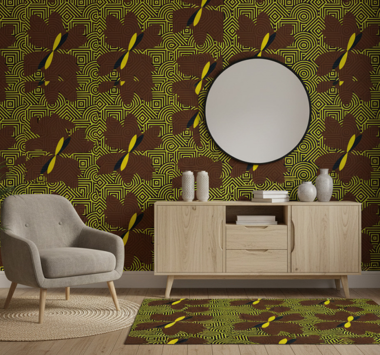 Tapeta do sypialni w afrykańskim brązowo-żółtym stylu - TenStickers