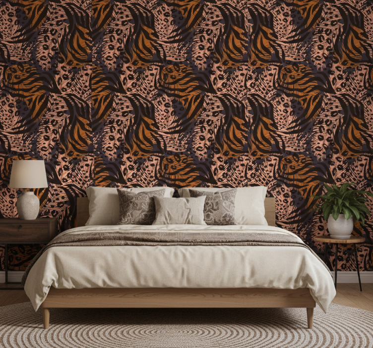 Tapeta do sypialni w afrykańskim stylu, abstrakcyjny design - TenStickers