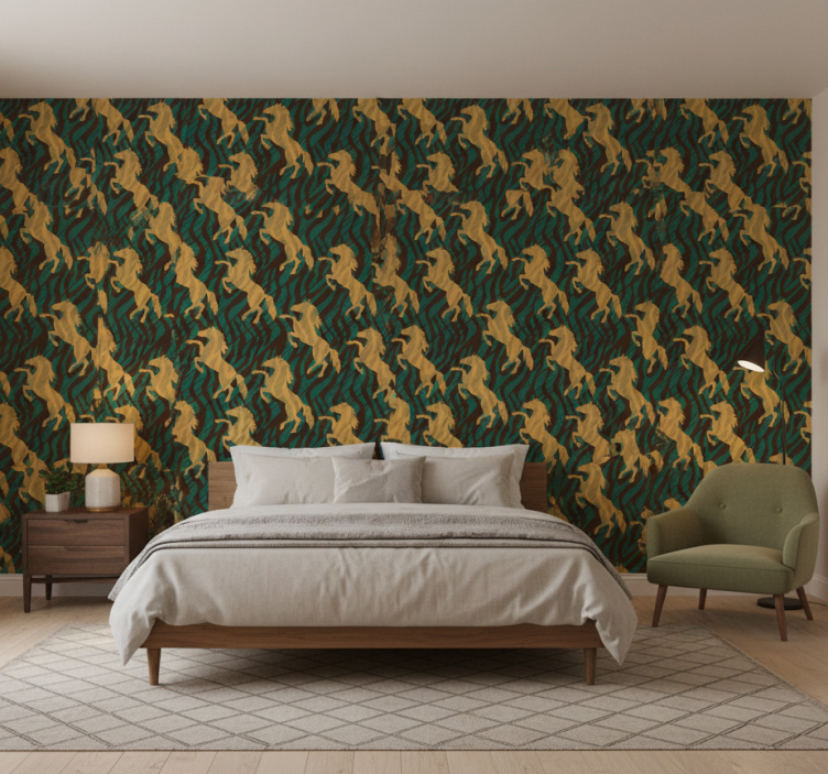 Tapeta do sypialni w afrykańskim stylu z koniem - TenStickers
