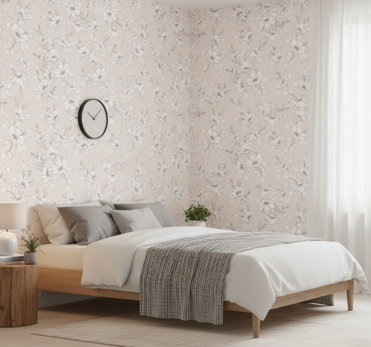 Tapeta do sypialni w dziki i elegancki wzór - TenStickers