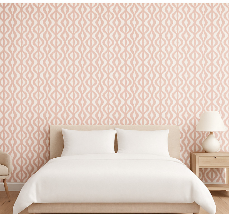 Tapeta do sypialni w geometryczny wzór w kolorze przybrudzonego - TenStickers