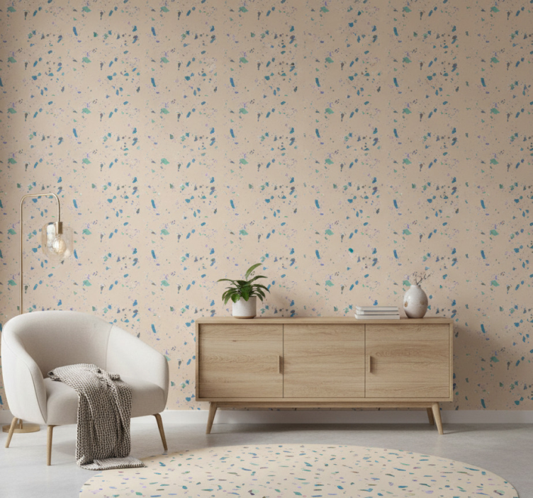 Tapeta do sypialni w kolorowy wzór terrazzo - TenStickers