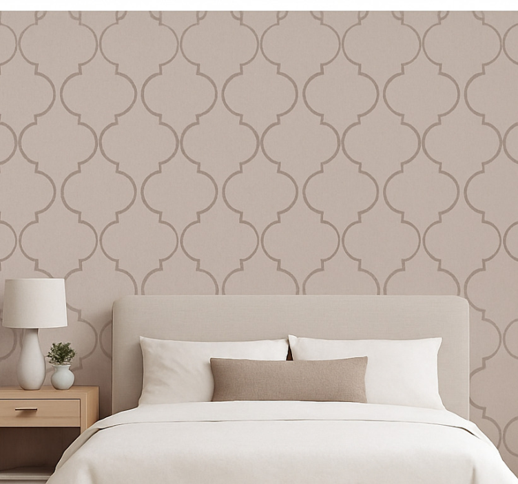 Tapeta do sypialni w kolorze taupe z efektem lnu - TenStickers