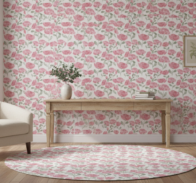 Tapeta do sypialni w naturalny wzór róż vintage - TenStickers