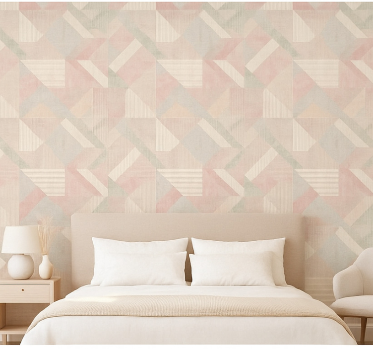 Tapeta do sypialni w pastelowe geometryczne wzory - TenStickers