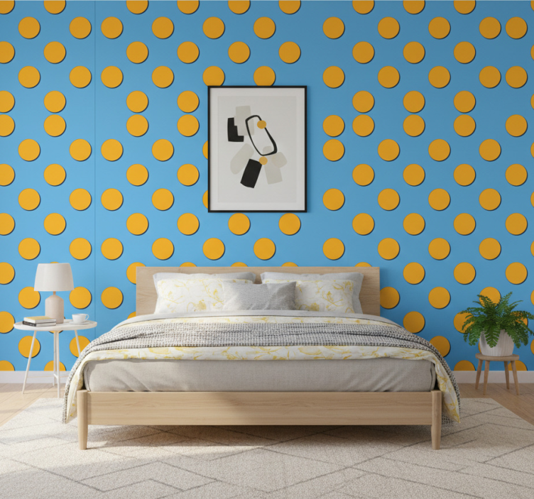 Tapeta do sypialni w retro kropeczki i geometryczne wzory - TenStickers