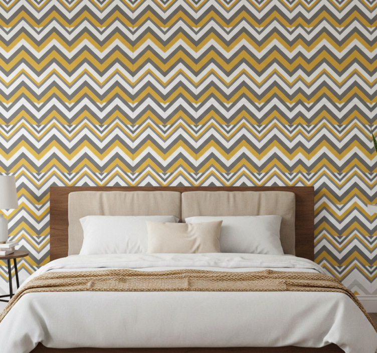 Tapeta do sypialni w stylu chevron - TenStickers