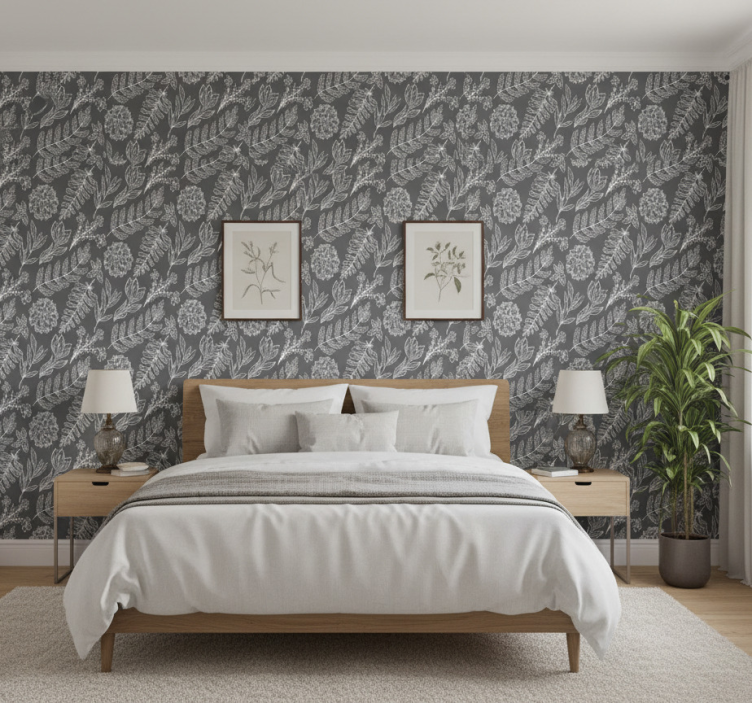 Tapeta do sypialni w stylu francuskiego ogrodu - TenStickers