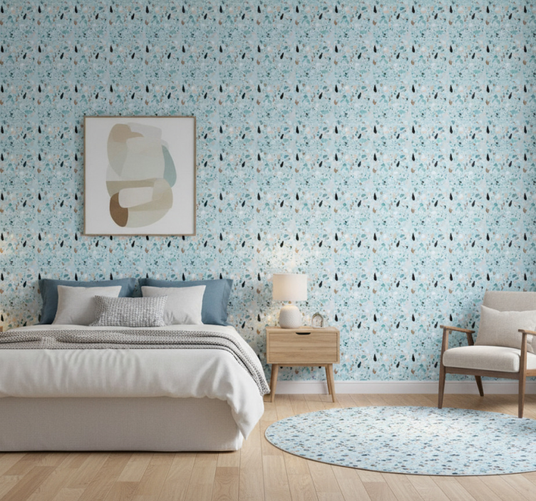 Tapeta do sypialni w stylu terrazzo - TenStickers