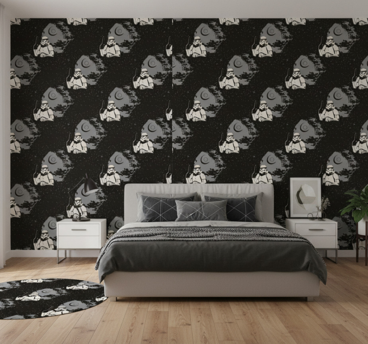Tapeta do sypialni w typowy wzór stormtroopera - TenStickers