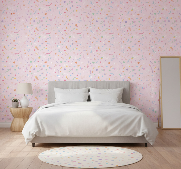 Tapeta do sypialni w urocze pastelowe konfetti - TenStickers