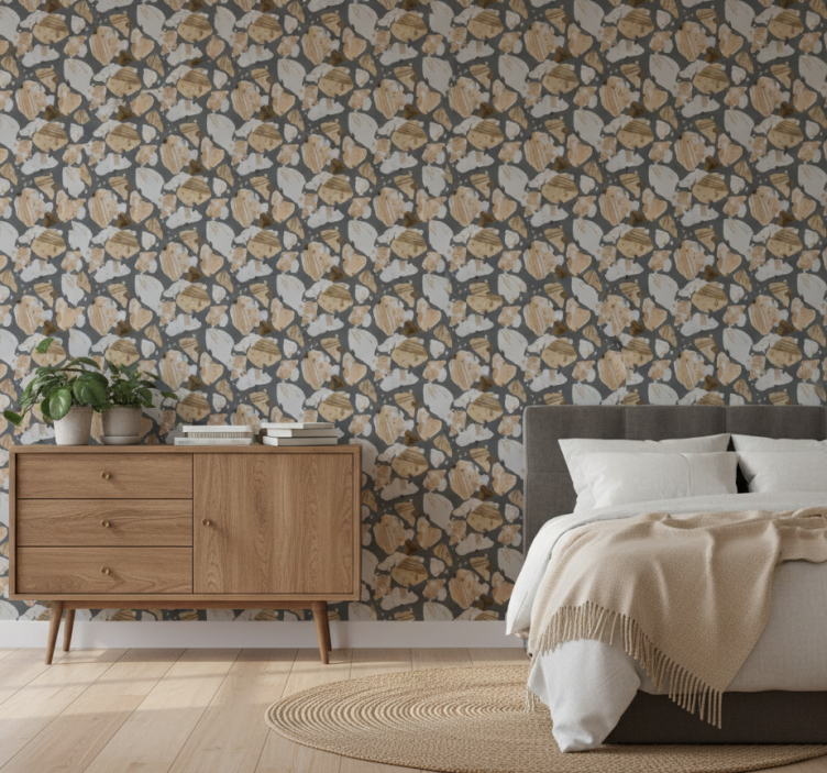 Tapeta do sypialni w wzór cementowego terrazzo - TenStickers